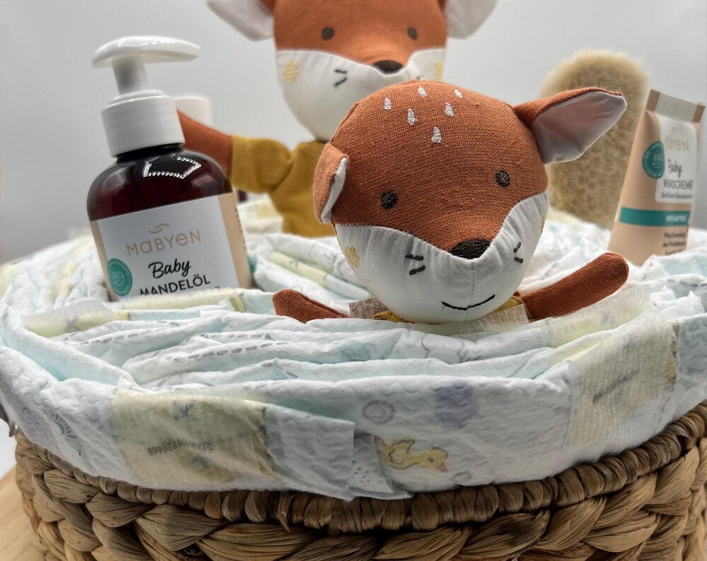 Windeltorte Fuchs , Geschenk zur Geburt , Babyshower,